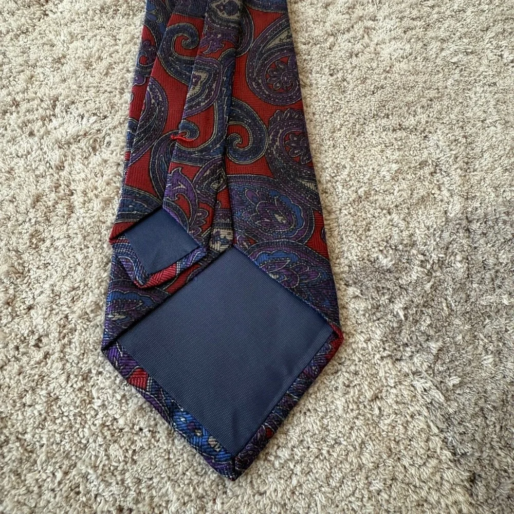 Mens Oversized Paisley Silk‎ Necktie Red Blue Purple Woven Pattern 3.5x60 Tie